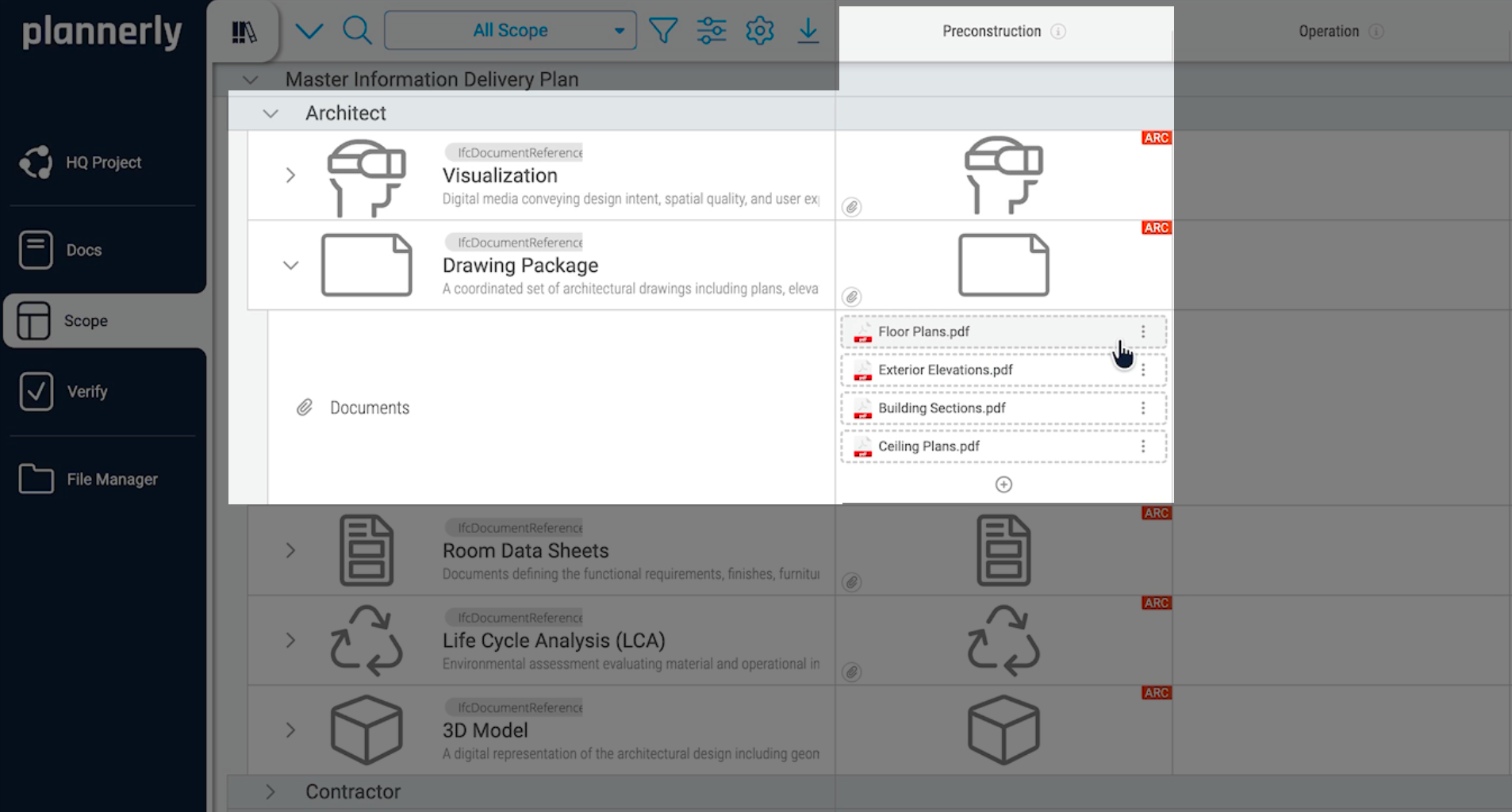 Plannerly Scope: document placeholders for deliverables that aren't models, such as drawing packages