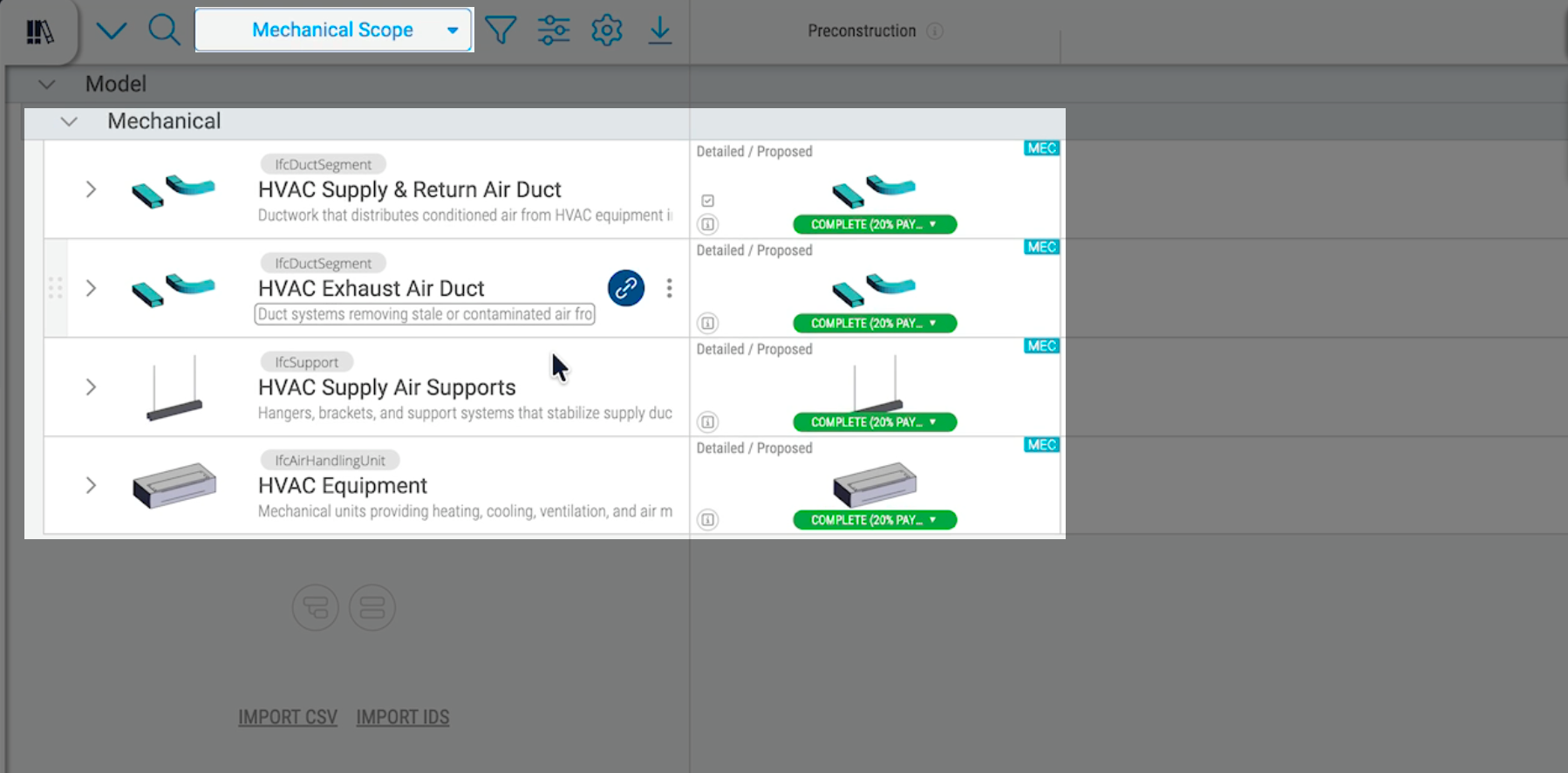 Plannerly Scope: the work package filter, showing one team's scope